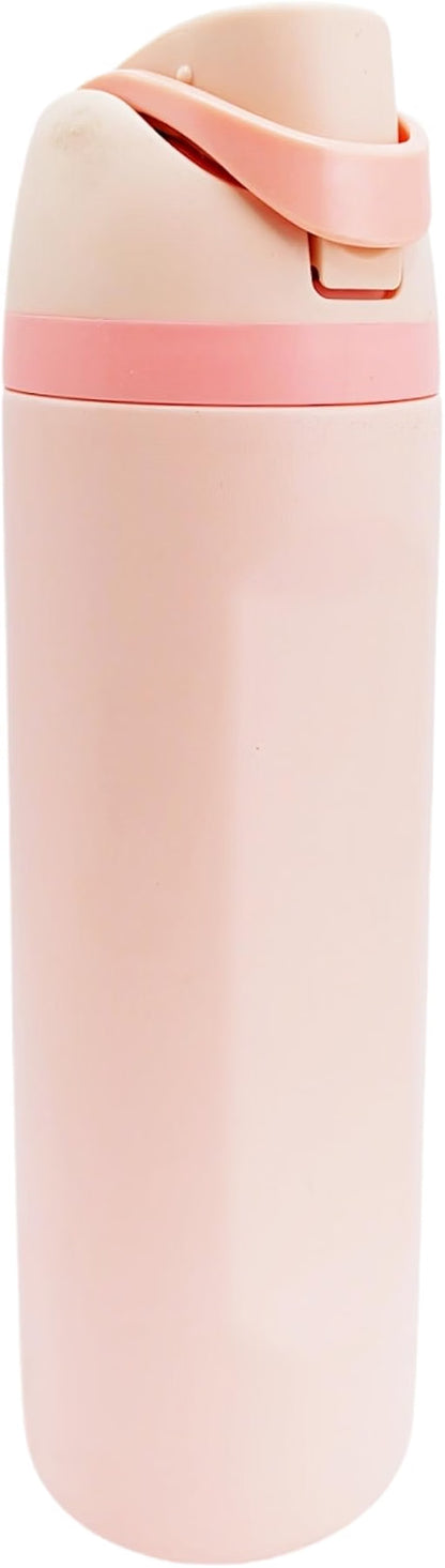 HyperionFlo Essentials 24oz Insulated Stainless Steel Water Bottle with Straw, Double-Wall Vacuum Travel Bottle, Leakproof Spillproof, Pink
