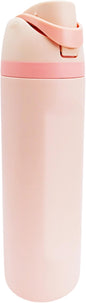HyperionFlo Essentials 24oz Insulated Stainless Steel Water Bottle with Straw, Double-Wall Vacuum Travel Bottle, Leakproof Spillproof, Pink