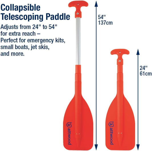 attwood Emergency Telescoping Paddle – Floating Boat Paddle, Orange