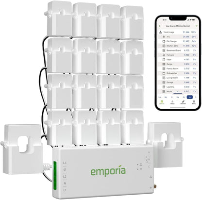 Emporia Vue 3 Home Energy Monitor - Smart Home Automation Module and Real Time Electricity Usage Monitor, Power Consumption Meter, Solar and Net Metering for UL Certified Safe Energy Monitoring