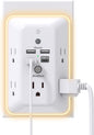 Addtam Surge Protector, 5 Outlet Extender with Night Light and 4 USB Ports