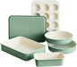 GreenLife 6 Piece Ceramic Nonstick Oven Bakeware Set, Sage PFAS-Free Ceramic Nonstick, Baking Set, Cookie Sheet, Loaf, Cake & Muffin Pans, Easy Release, Dishwasher & Oven Safe to 450F