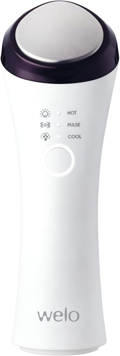 Depuffing Wand, Hot & Cool Face Massager with Thermal Cryo Vibration Welo 3-in-1 facial massager with 42°C heat, 6°C cooling and pulse vibration for depuffing, pore care and daily skincare