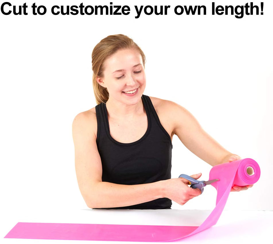 HyperionFlo Essentials Bulk Resistance Exercise Band Roll, 6-Inch Wide Latex-Free Stretch Band, Pink, 24 Yards