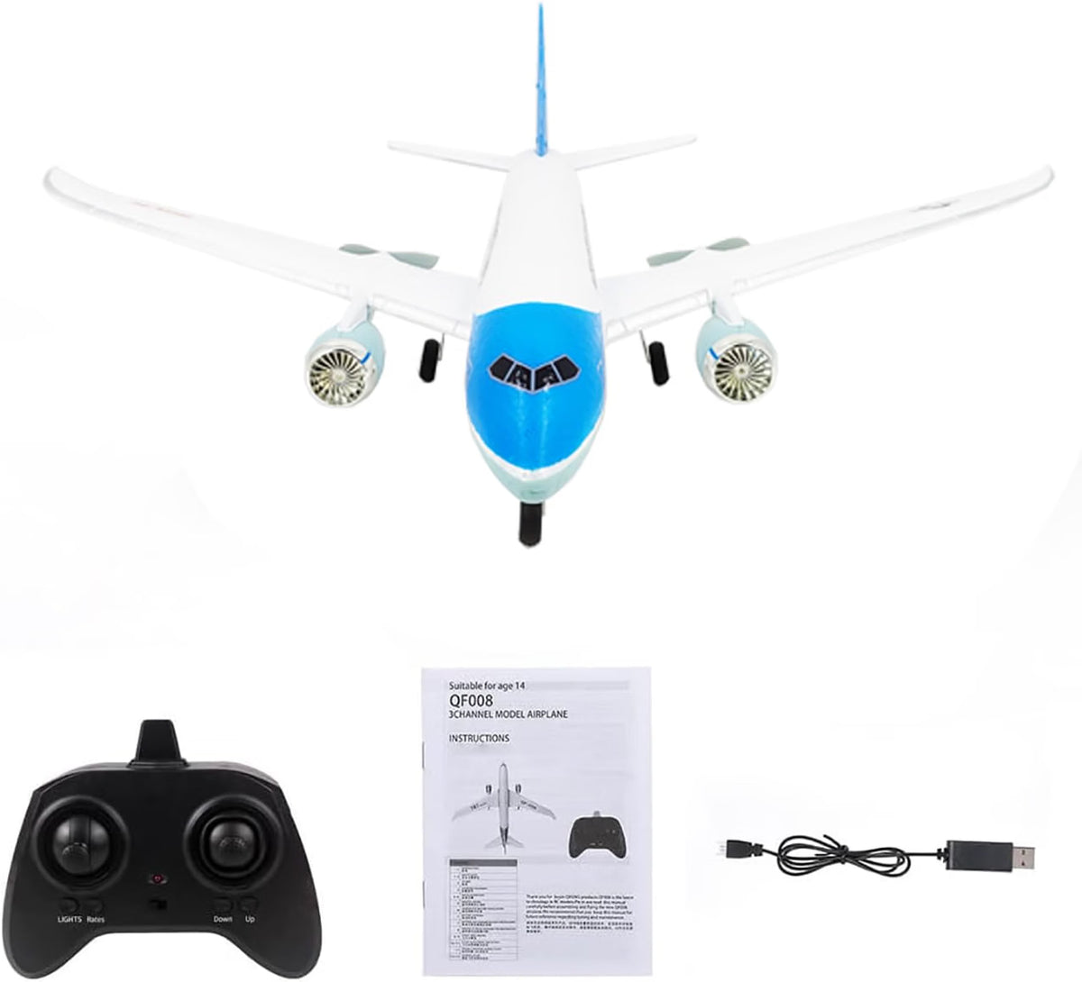 OTTCCTOY RTF RC Plane, 3-Channel 2.4GHz Remote Control Airplane with 6-Axis Gyroscope, EPP Foam Aircraft for Kids & Beginners, White