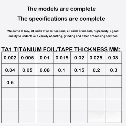 TA1 high Purity Titanium foil 0.03mm Titanium Metal foil 100mm Wide x 1000mm Long, high Temperature and Corrosion Resistant, Suitable for Industry, Scientific Research, Electronics and Other Fields.