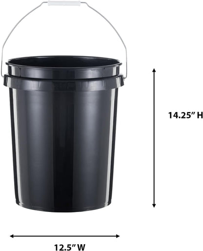 United Solutions 5-Gallon Heavy-Duty Buckets with Snap-On Lids, 6-Pack – BPA-Free, Food-Grade Plastic, Multi-Purpose Storage for Home, DIY, and Job Sites – Black