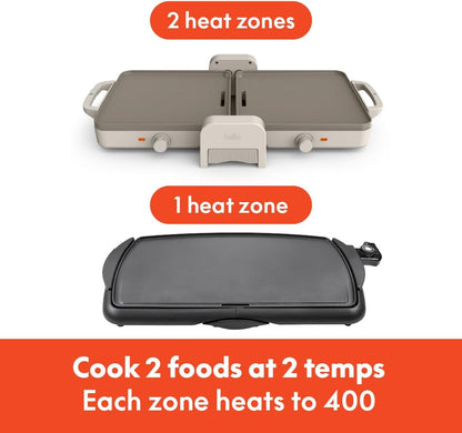 bella 10"x20" Fold and Store Griddle, Non-Toxic, Ceramic Coating, Oatmilk