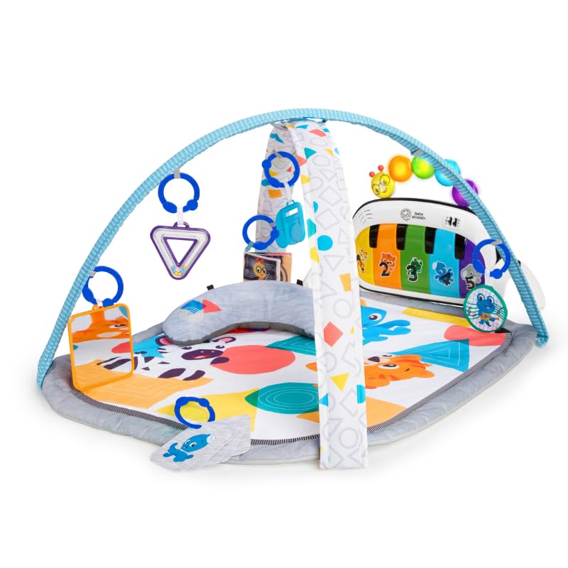Baby Einstein 4-in-1 Kickin' Tunes Music & Language Play Gym, Piano Tummy Time Activity Mat with Lights, Music & Sensory Toys for Babies, 0–36 Months