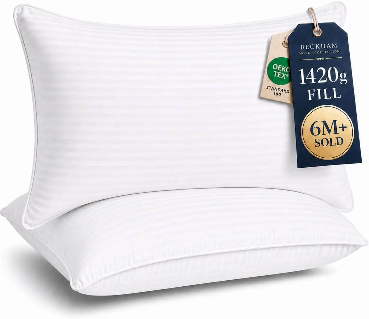 Beckham Hotel Collection Bed Pillows Standard/Queen Size Set of 2 Original Soft Down Alternative Pillow for Sleeping, Soft Support for Back, Stomach or Side Sleepers