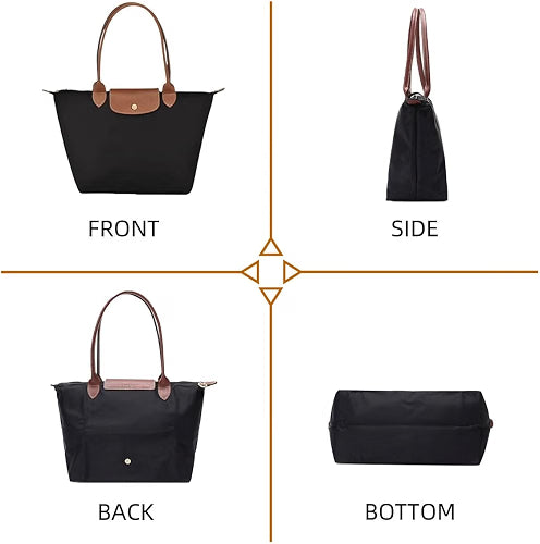 HyperionFlo Essentials Women's Nylon Tote Bag, Large Capacity Waterproof Shoulder Bags, Spacious Handbag with Metal Zipper & Compartments