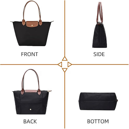 HyperionFlo Essentials Women's Nylon Tote Bag, Large Capacity Waterproof Shoulder Bags, Spacious Handbag with Metal Zipper & Compartments