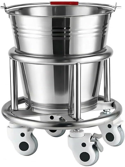 Stainless Steel Kick Bucket with Rolling Stand - Large 18 Quart Capacity, Removable Bason, Quiet Casters, Durable Frame - Ideal for Medical, Surgical, and Cleaning Use
