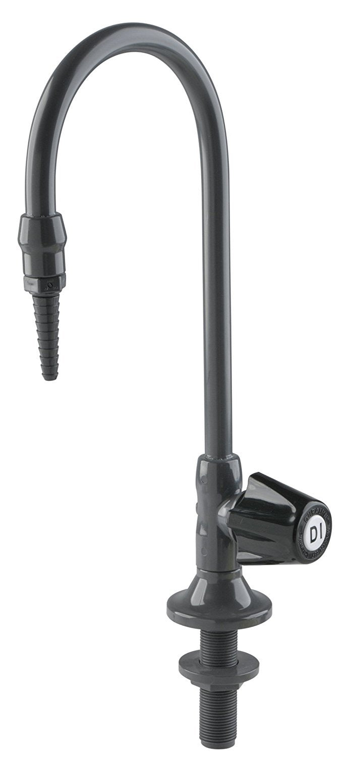 PVC Gooseneck (LG-DD-R1) Deionized Water Lab Faucet, Deck Mount, Metering Control Valve, Handle on Right