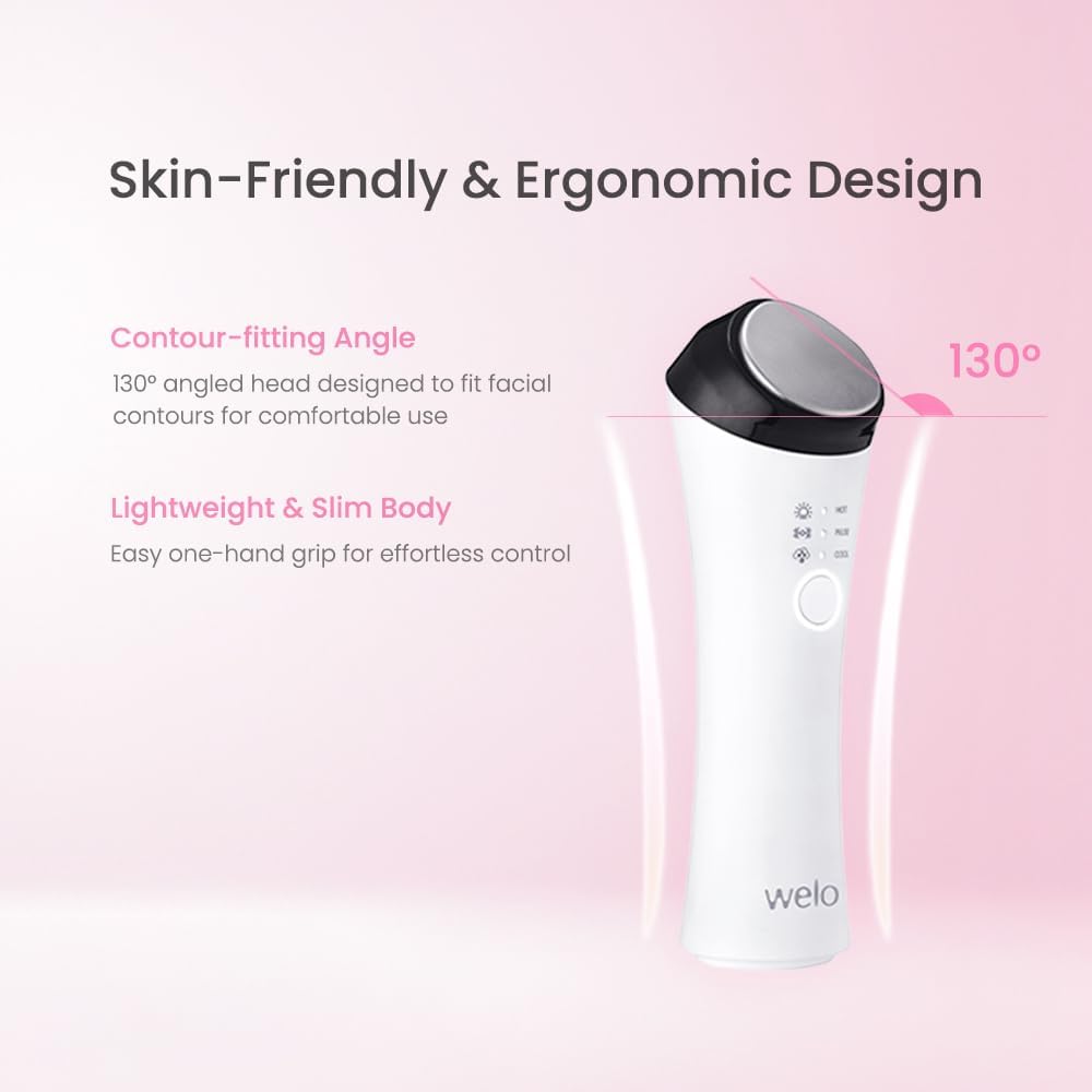Depuffing Wand, Hot & Cool Face Massager with Thermal Cryo Vibration Welo 3-in-1 facial massager with 42°C heat, 6°C cooling and pulse vibration for depuffing, pore care and daily skincare