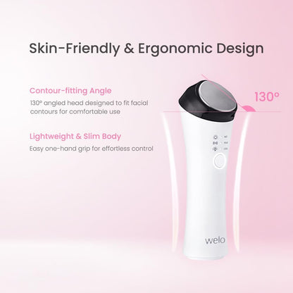 Depuffing Wand, Hot & Cool Face Massager with Thermal Cryo Vibration Welo 3-in-1 facial massager with 42°C heat, 6°C cooling and pulse vibration for depuffing, pore care and daily skincare