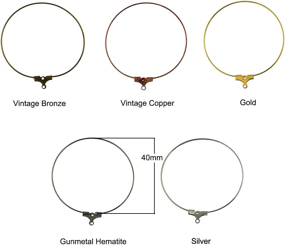 HyperionFlo Essentials 20-Piece 40mm Brass Hoop Earring Findings