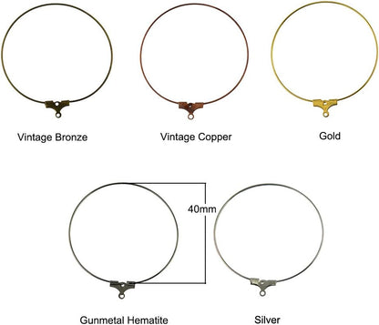 HyperionFlo Essentials 20-Piece 40mm Brass Hoop Earring Findings