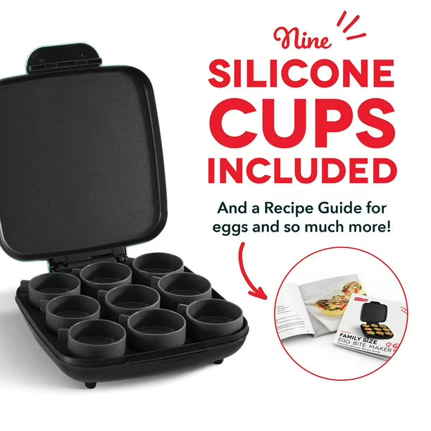 Dash Sous Vide Style Family Size Egg Bite Maker, 9 Silicone Cups, 1200W Egg Bite Cooker for Breakfast, Meal Prep & Snacks, Aqua