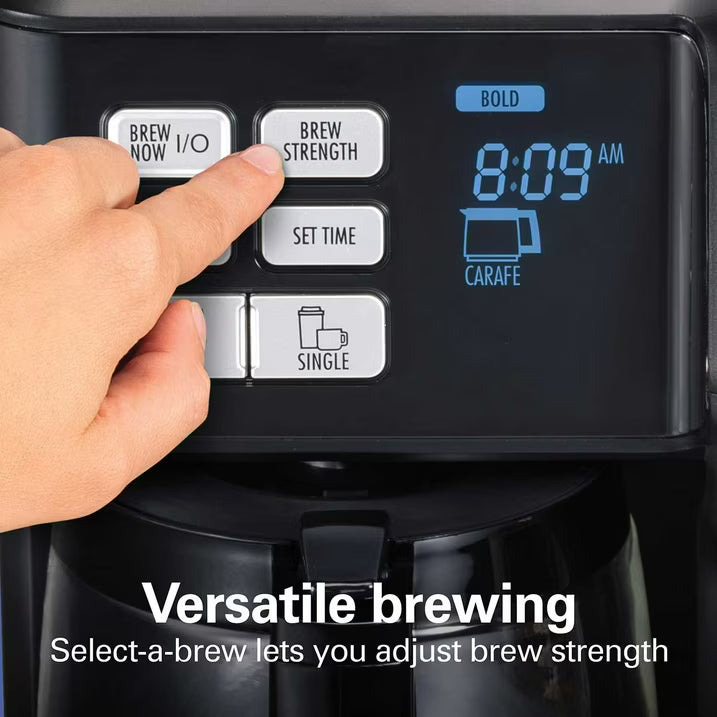Hamilton Beach FlexBrew Trio Coffee Maker, 2-Way Single Serve & 12-Cup Coffee Maker with K-Cup Pod & Ground Coffee Compatibility, Programmable Brew Strength