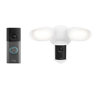 Ring Wired Doorbell Pro and Floodlight Cam Pro Bundle | Retinal 4K Video, 10x Enhanced Zoom & 3D Motion Detection