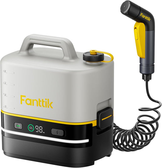 Fanttik NB10 Nano Portable Cordless Electric Sprayer w/2.1Gal Tank, HD LED Display, 4000mAh Lithium Battery & Built-in Camping Light, Light Cleaning Portable Washer for Pets, Filters & Camping