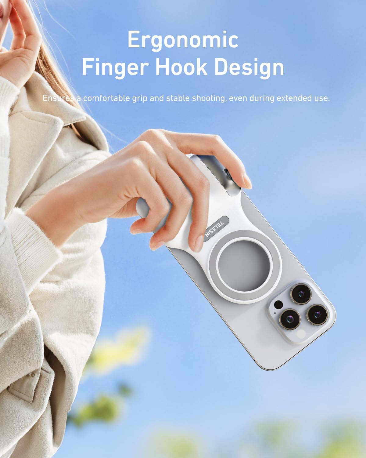 TELESIN Magnetic Phone Camera Grip & C03 Magnetic Selfie Light Creator Kit | Fun Shot Wireless Shutter Grip, 360° Rotatable LED Selfie Light with Mirror, iPhone & Android Compatible