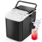 Sweetcrispy Countertop Ice Maker with Scoop, Basket and Handle, Portable Ice Machine 9 Cubes Ready in 6 Mins, 26.5lbs in 24Hrs, 2 Sizes for Home Kitchen Office Bar Party, Coal Black