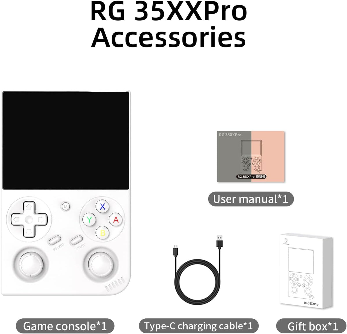 Anbernic RG35XX Pro Handheld Game Consoles RG35XXPro Retro Gaming Console with 64GB Card 4353 Games Video Game Console Linux 64 Portable Pocket Arcade Support 30+ Simulators WiFi Bluetooth HD Output White
