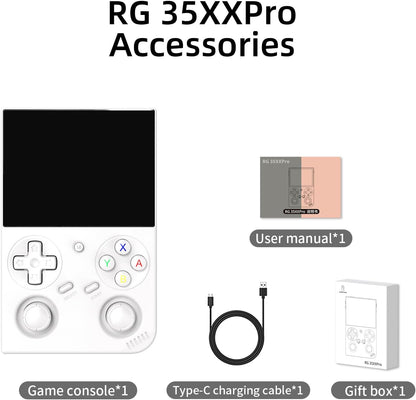 Anbernic RG35XX Pro Handheld Game Consoles RG35XXPro Retro Gaming Console with 64GB Card 4353 Games Video Game Console Linux 64 Portable Pocket Arcade Support 30+ Simulators WiFi Bluetooth HD Output White