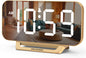 Slim Digital Mirror Alarm Clock, Large LED Display, 6-Level Brightness, Adjustable Alarm Volume, Gold
