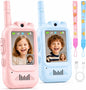 Fabeto Kids Video Walkie Talkies, 2-Pack Rechargeable Walkie Talkie Toys with 720P HD Camera, Voice Changer, Auto Pairing, USB-C Charging, Pink & Blue