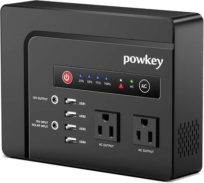 powkey 200W Portable Power Bank with AC Outlet 120V, 146Wh Power Station – Rechargeable Backup Lithium Battery Powered, Pure Sine Wave AC Outlet for Outdoor RV Trip, Travel, Home, Office & Emergency