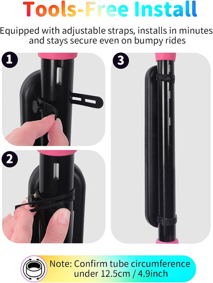 BELEEV LED Scooter Frame Light for Scooters & Bicycles, 11-Mode Color-Changing Night Riding Light, Battery Powered Strap-Mount Bike Accessory for Kids, Teens & Adults, Black