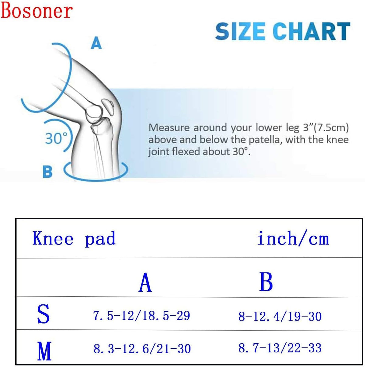 BOSONER Kids/Youth Knee Pads, Elbow Pads & Wrist Guards Set for Ages 3-15, Protective Gear for Roller Skating, Cycling, BMX, Skateboarding & Scooter Riding, Blue