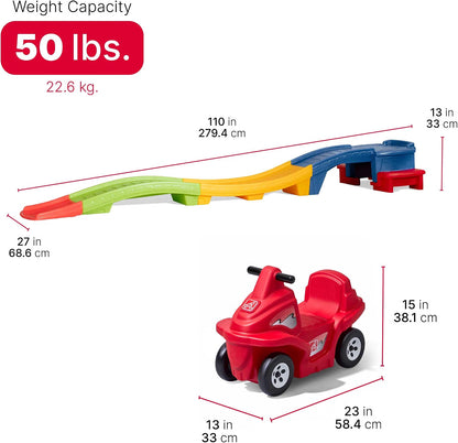 Step2 Up & Down Roller Coaster Kids Ride-On Toy, 9-Foot Track with ATV-Style Car, Indoor & Outdoor Toddler Playset, 50 lb. Weight Capacity, Multicolor