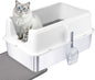HyperionFlo Essentials Stainless Steel Cat Litter Box with Lid, X-Large High-Sided Covered Metal Litter Pan with Scoop & Dual-Layer Mat, White