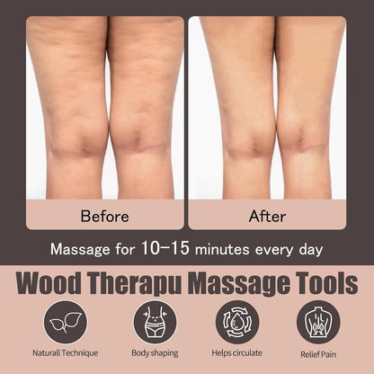 PYSEAN 7-Piece Wooden Massage Tool Kit, Manual Body Massager Set with Natural Wood Tools for Back, Legs, Arms & Shoulders