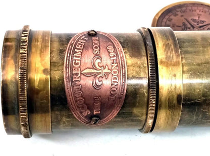 ALADEAN Scout Regiment Brass Telescope 19", London 1940 Antique Replica Spyglass, 20x Magnification DF Lens, Handheld Vintage Brass Telescope with Leather Case