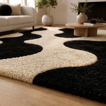 Hand-Tufted Wool Area Rug - Teal & WhiteBox Designed Abstract Pattern Carpet for Bedroom, Living Room, Dining Room, Hallway & Entryway Décor 12'x15'