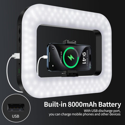 yAyusi Cell Phone Light for Video Recording, Handheld Phone Stabilizer with Light, 8000mAh LED Selfie Phones Ring Light with Phones Holder, Smartphone Video Rig for Camera, Action Camera, Vlog, TikTok
