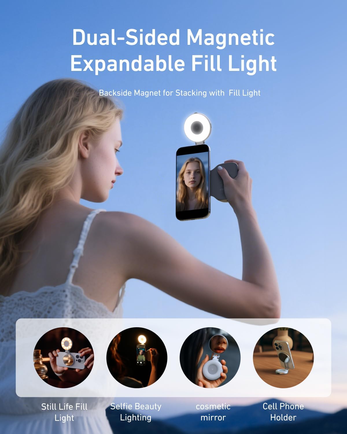 TELESIN Magnetic Phone Camera Grip & C03 Magnetic Selfie Light Creator Kit | Fun Shot Wireless Shutter Grip, 360° Rotatable LED Selfie Light with Mirror, iPhone & Android Compatible