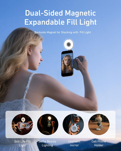 TELESIN Magnetic Phone Camera Grip & C03 Magnetic Selfie Light Creator Kit | Fun Shot Wireless Shutter Grip, 360° Rotatable LED Selfie Light with Mirror, iPhone & Android Compatible