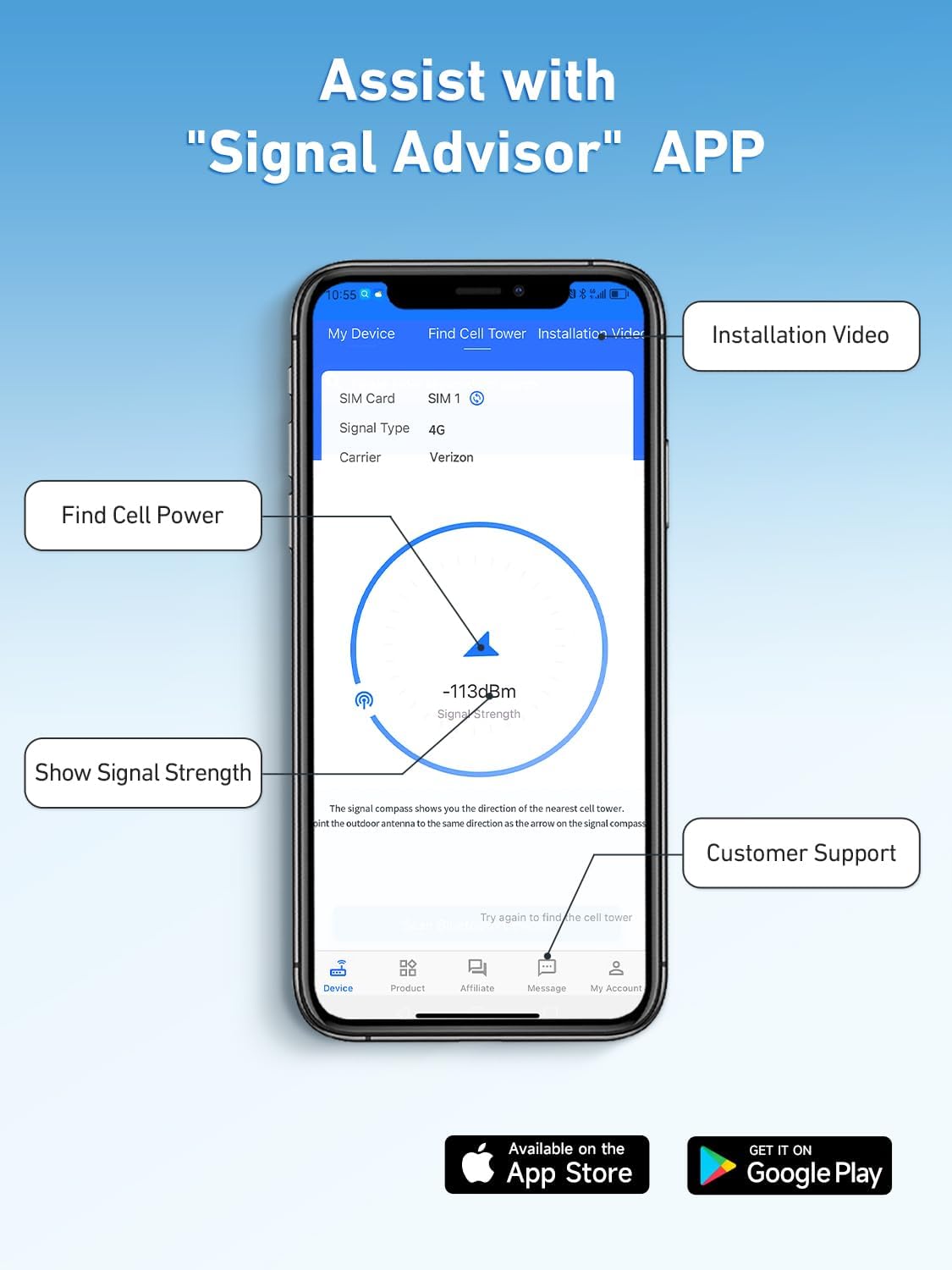 Cell Phone Signal Booster for Car, Truck and SUV Boosts Signal for All U.S. Carriers on Band 2, 4, 5, 12, 13 and 17 | Supports Multiple Devices | Easy to Setup