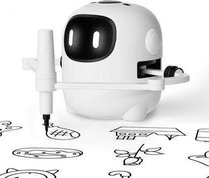 RIVGOT Drawing Robot for Kids with 150 Cards, Voice Interactive Educational Drawing Machine, Montessori Painting Learning Toy with 12 Markers, 5 Pens & Reusable Drawing Board, Ages 3-8