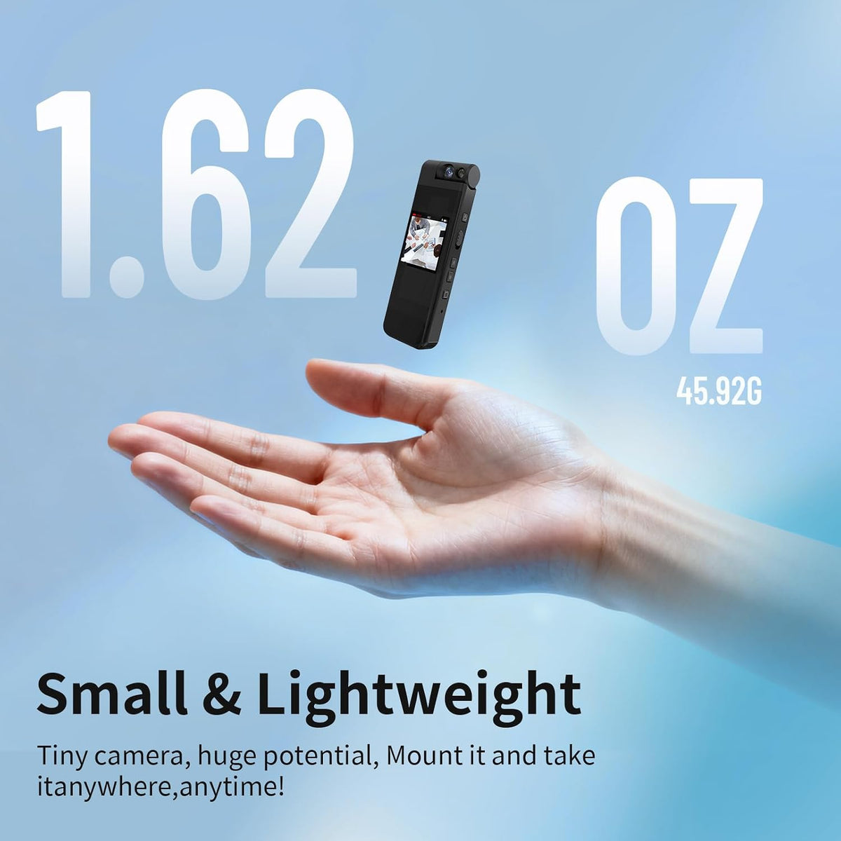 128GB Mini Body Camera with 180° Rotating Lens, 1080P HD Mini Body Cameras with Audio and Video Recording, Loop Record, 8 Hours Continuous Recording Camcorder for Security, Work, Travel