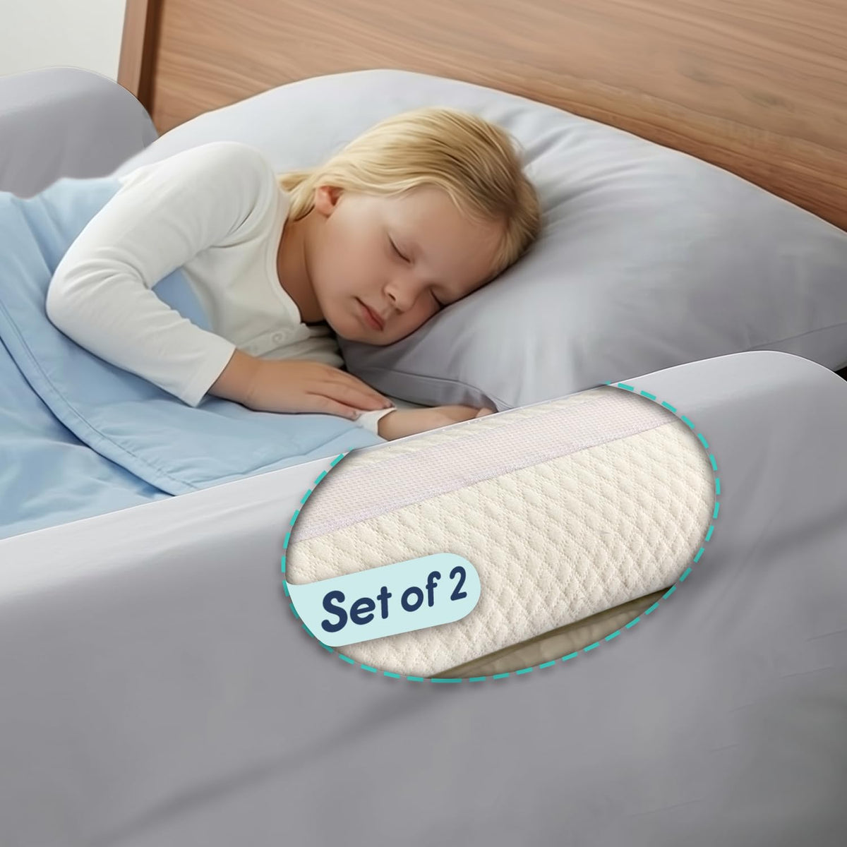 Hiccapop 2-Pack Foam Bed Bumpers for Toddlers – Soft Bed Rail Alternative for Twin, Full & Queen Beds