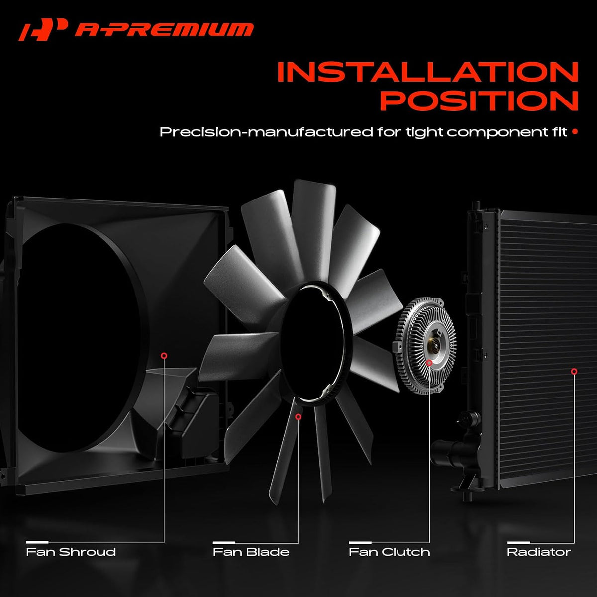 A-Premium Engine Radiator Cooling Fan Blade | 7-Blade Front-Side Replacement for Toyota 4Runner, T100, Tacoma & Tundra V6 3.4L