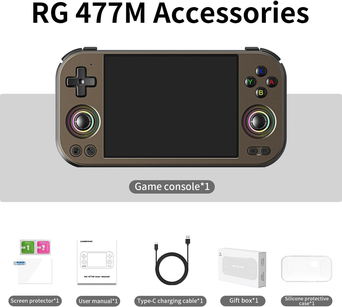 RG477M Retro Handheld Game Console , Aluminum Alloy CNC Dimensity 8300 Android14 System 4.7-inch Touch Handheld Game Console WiFi/Bluetooth Hall Joystick RGB Light 5300mah