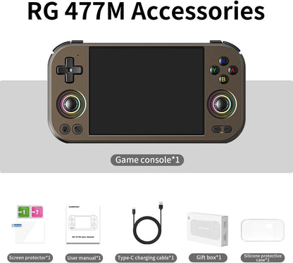 RG477M Retro Handheld Game Console , Aluminum Alloy CNC Dimensity 8300 Android14 System 4.7-inch Touch Handheld Game Console WiFi/Bluetooth Hall Joystick RGB Light 5300mah